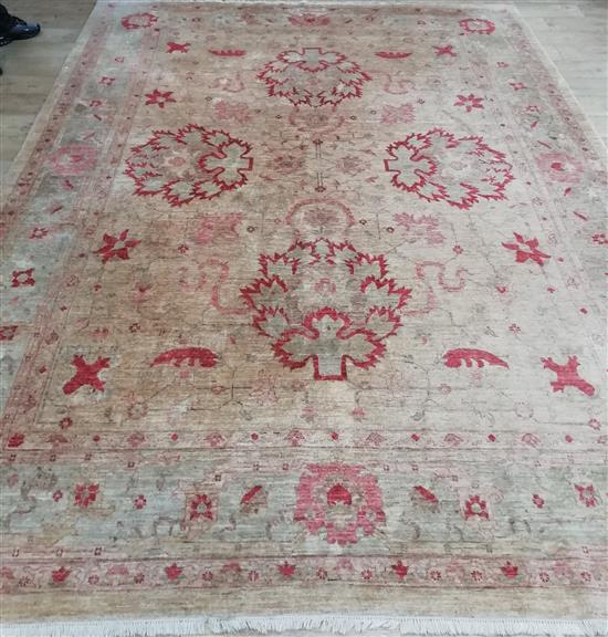 A large Zeigler style gold ground carpet Approx. 360 x 280cm